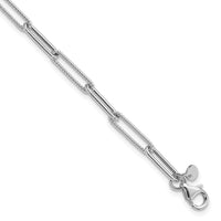 Load image into Gallery viewer, 14K White Gold Polished / Textured Paperclip Link Bracelet
