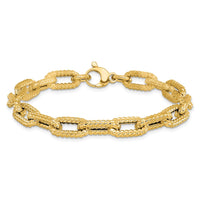 Load image into Gallery viewer, 14K Textured Hollow Fancy Link Bracelet
