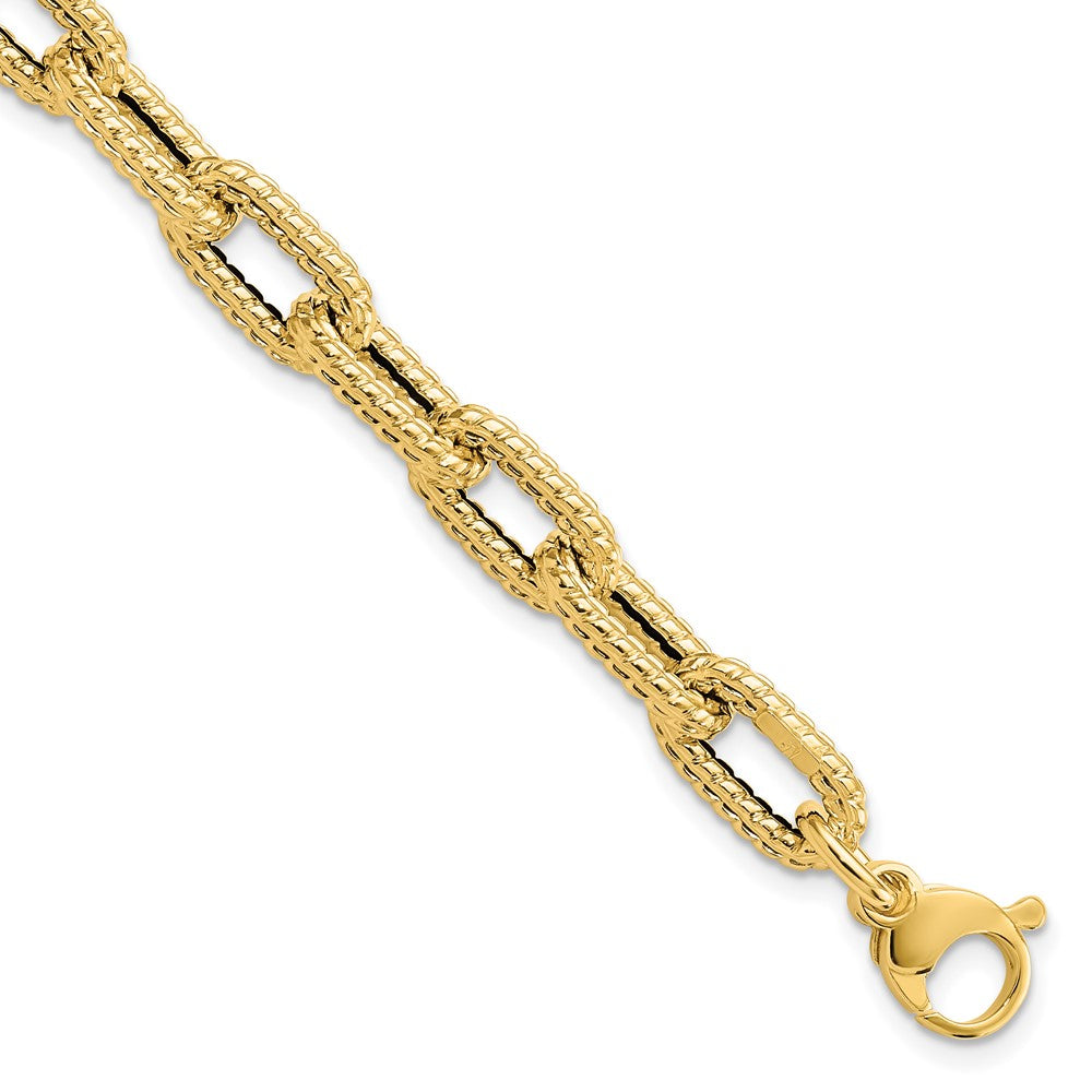 14K Textured Hollow Fancy Link Bracelet