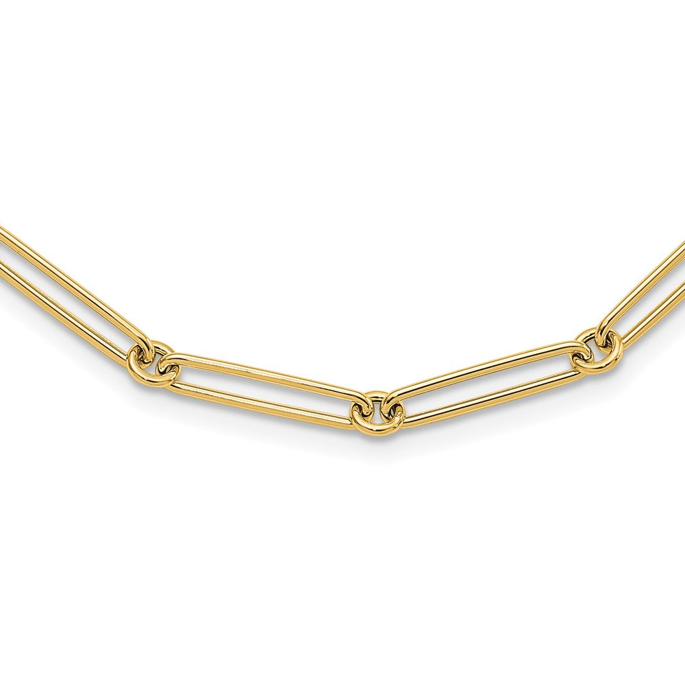 14K Polished Hollow Paperclip Link Necklace