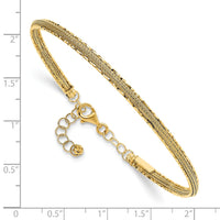 Load image into Gallery viewer, 14K Diamond-cut and Textured with Safety Chain Bangle
