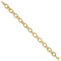 Load image into Gallery viewer, 14K Polished/Textured and Diamond-cut Fancy Link Bracelet
