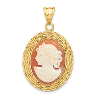 Load image into Gallery viewer, 14K Diamond-cut Natural Shell Portrait Cameo Pendant
