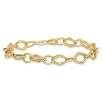Load image into Gallery viewer, 14K Polished and Textured Fancy Link Bracelet
