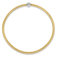 Load image into Gallery viewer, 14K with Rhodium Polished with Diamond-cut Bead Stretch Bracelet
