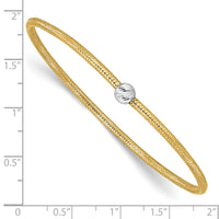 Load image into Gallery viewer, 14K with Rhodium Polished with Diamond-cut Bead Stretch Bracelet
