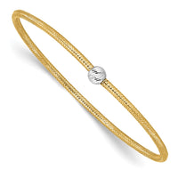Load image into Gallery viewer, 14K with Rhodium Polished with Diamond-cut Bead Stretch Bracelet
