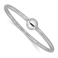 Load image into Gallery viewer, 14K w/White RH-plating Polished with Bead Stretch Bracelet
