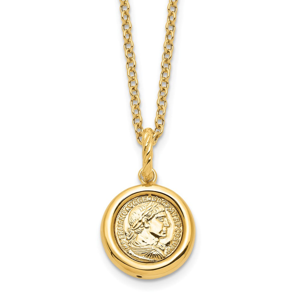 14K Polished Replica Roman Coin 18in Necklace