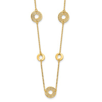 Load image into Gallery viewer, 14K Polished and Filigree Circle Stations with 1in. ext. Necklace
