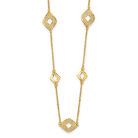 Load image into Gallery viewer, 14K Polished and Filigree Diamond Shape with 1in. ext. Necklace
