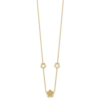 Load image into Gallery viewer, 14K Polished and Filigree Flower Stations with 1in. ext. Necklace
