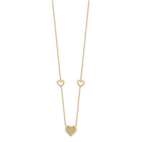 Load image into Gallery viewer, 14K Polished and Filigree Heart Stations with 1in. ext. Necklace
