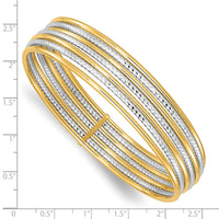 Load image into Gallery viewer, 14K Two-tone Diamond-cut 7 Layer Slip on Bangle
