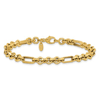 Load image into Gallery viewer, 14K Polished and Textured Fancy Link Bracelet
