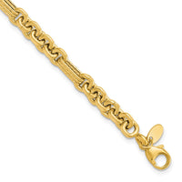 Load image into Gallery viewer, 14K Polished and Textured Fancy Link Bracelet
