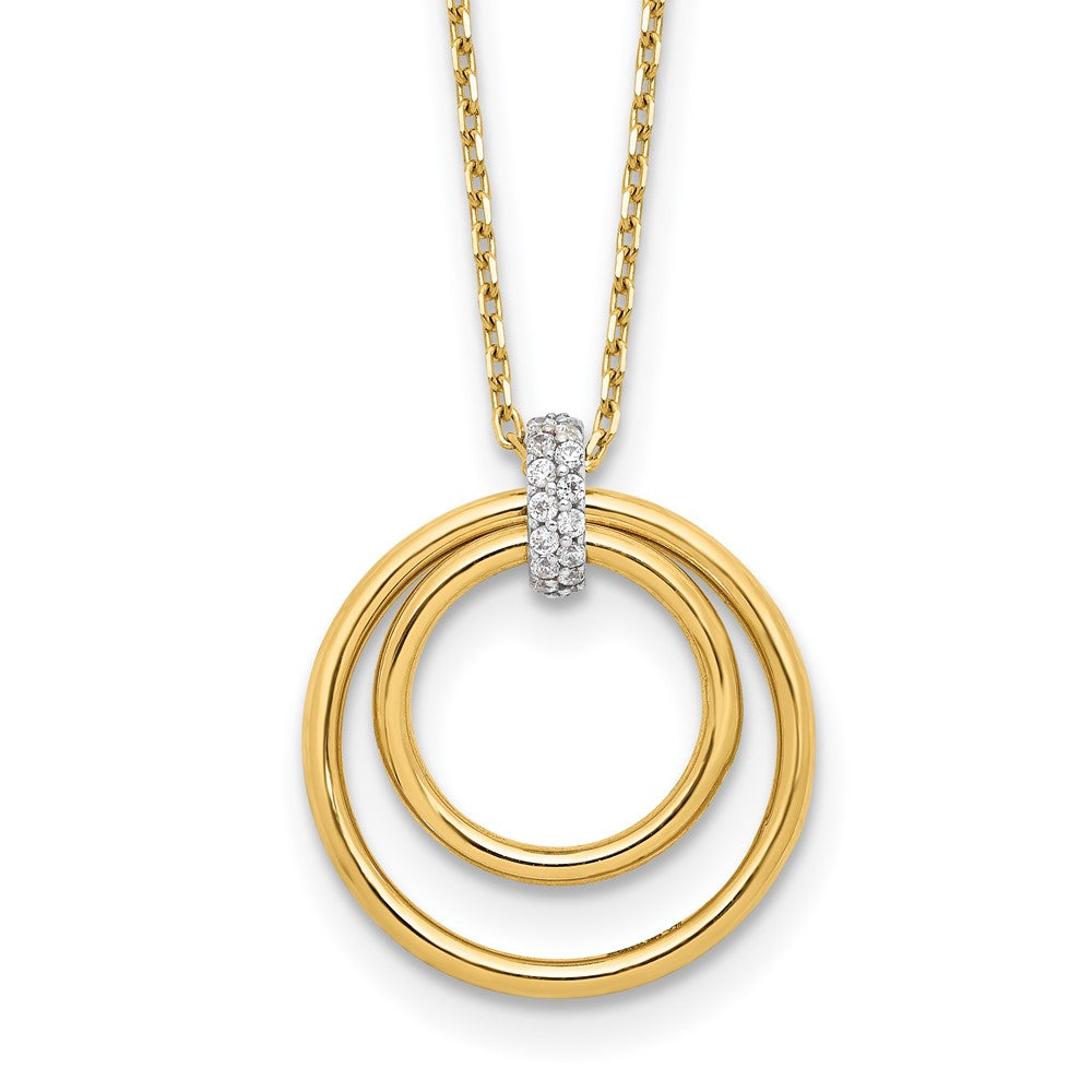 14K Two-tone Polished CZ Circles Necklace