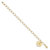 Load image into Gallery viewer, 14K Polished Heart Charm Link Bracelet
