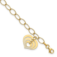 Load image into Gallery viewer, 14K Polished Heart Charm Link Bracelet

