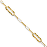 Load image into Gallery viewer, 14K Polished and Textured Fancy Link Bracelet
