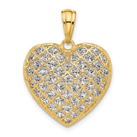 Load image into Gallery viewer, 14K Two-tone Polished and Dia-cut Heart Pendant

