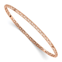 Load image into Gallery viewer, 14K Rose Gold Polished and Textured Slip-on Bangle
