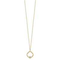 Load image into Gallery viewer, 14K with Rhodium Polished CZ Square Necklace
