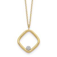 Load image into Gallery viewer, 14K with Rhodium Polished CZ Square Necklace
