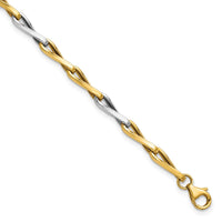 Load image into Gallery viewer, 14K w/White Rhodium Polished Fancy Twisted Link Bracelet
