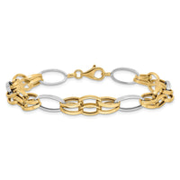 Load image into Gallery viewer, 14K Two-tone Polished Fancy Link Bracelet
