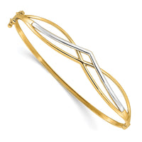 Load image into Gallery viewer, 14K with Rhodium Polished Fancy Hinged Bangle
