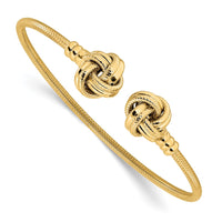 Load image into Gallery viewer, 14K Polished and Textured Love Knots Cuff Bangle
