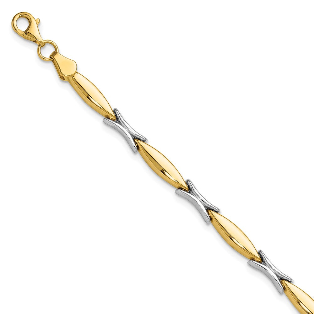 14K Two-tone Polished Fancy Link Bracelet