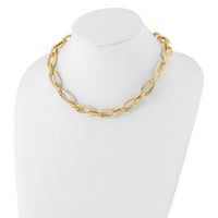 Load image into Gallery viewer, 14K Polished Textured Hollow Fancy Link Necklace
