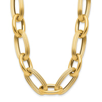 Load image into Gallery viewer, 14K Polished Textured Hollow Fancy Link Necklace
