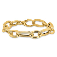 Load image into Gallery viewer, 14K Polished Textured Hollow Fancy Link Bracelet
