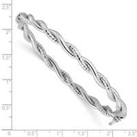 Load image into Gallery viewer, 14K White Gold Polished and Textured Twisted Hinged Bangle
