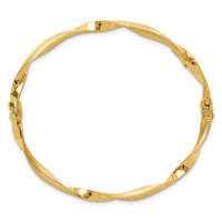Load image into Gallery viewer, 14K Polished and Brushed Twisted Hinged Bangle
