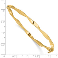 Load image into Gallery viewer, 14K Polished and Brushed Twisted Hinged Bangle
