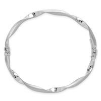 Load image into Gallery viewer, 14K White Gold Polished and Brushed Twisted Hinged Bangle
