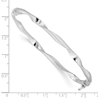 Load image into Gallery viewer, 14K White Gold Polished and Brushed Twisted Hinged Bangle
