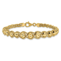 Load image into Gallery viewer, 14K Polished Textured and Diamond-cut Beaded Bracelet
