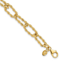 Load image into Gallery viewer, 14K Polished and Textured Twisted Link Bracelet
