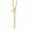 14K Polished Freshwater Cultured Pearl Fancy Link Toggle Necklace