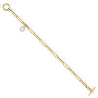 Load image into Gallery viewer, 14K Polished FW Cultured Pearl Fancy Link Toggle Bracelet
