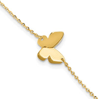 Load image into Gallery viewer, 14K Polished Butterfly Charm with 1in ext. Bracelet
