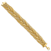 Load image into Gallery viewer, 14K w/Rhodium Braided Mesh Stretch Bracelet
