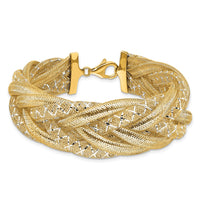 Load image into Gallery viewer, 14K w/Rhodium Braided Mesh Stretch Bracelet
