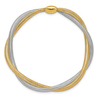 Load image into Gallery viewer, 14K w/Rhodium Mesh Twist Slip-on Stretch Bracelet
