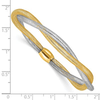 Load image into Gallery viewer, 14K w/Rhodium Mesh Twist Slip-on Stretch Bracelet
